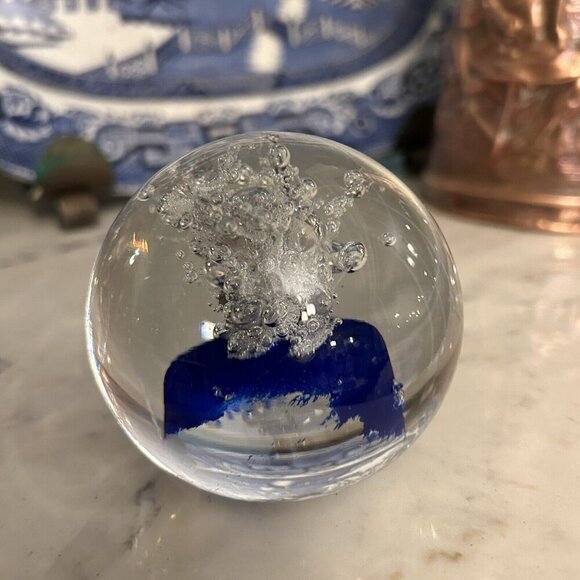 Adam Jablonski Hand Crafted Art Glass Crystal Swirl Faceted Paperweight,  Signed - Picture 7 of 7